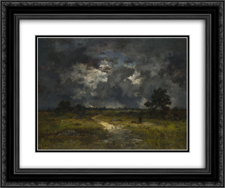 The Storm 24x20 Black Ornate Wood Framed Art Print Poster with Double Matting by Diaz, Narcisse Virgilio