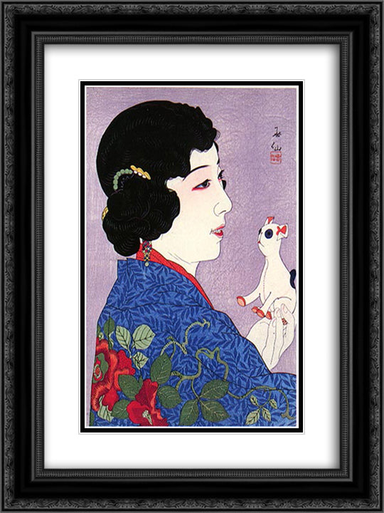 Mizutani Yaeko as Tsubaki - hime in La Traviata 18x24 Black Ornate Wood Framed Art Print Poster with Double Matting by Shunsen, Natori