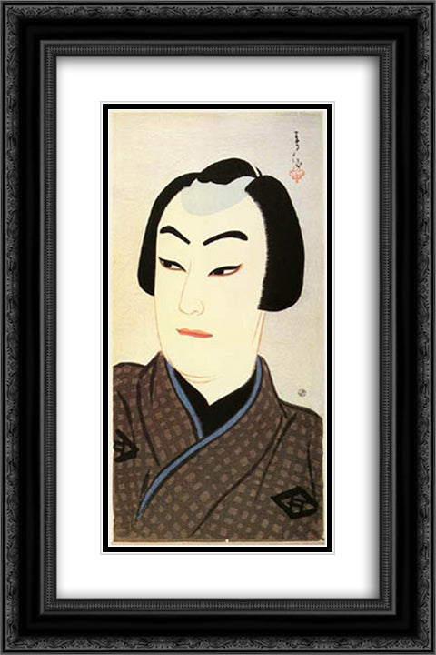 Nakamura Ganjiro as Kamiya Jihei 16x24 Black Ornate Wood Framed Art Print Poster with Double Matting by Shunsen, Natori