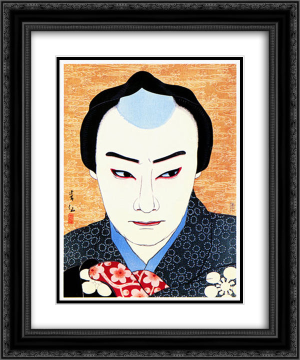 Nakamura Ganjiro as Tojuro 20x24 Black Ornate Wood Framed Art Print Poster with Double Matting by Shunsen, Natori