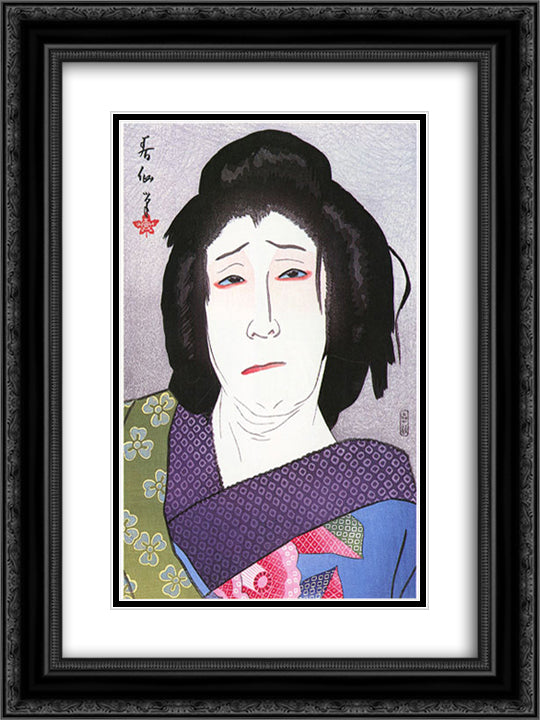 Nakamura Tokizo as Taruya Osen 18x24 Black Ornate Wood Framed Art Print Poster with Double Matting by Shunsen, Natori