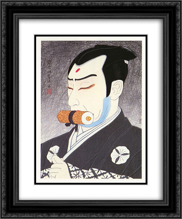 Sawamura Gennosuke as Nikki Danjo 20x24 Black Ornate Wood Framed Art Print Poster with Double Matting by Shunsen, Natori