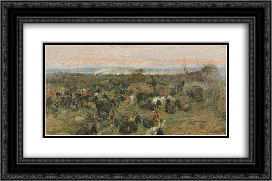 Autunno si bruciano le stoppie 24x16 Black Ornate Wood Framed Art Print Poster with Double Matting by Cannicci, Niccolo