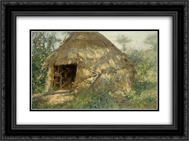 Capanno 24x18 Black Ornate Wood Framed Art Print Poster with Double Matting by Cannicci, Niccolo
