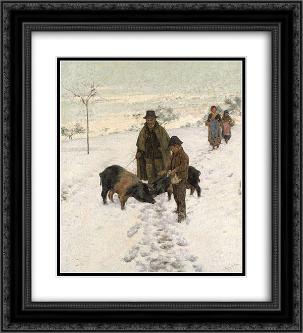 In inverno firmato 20x22 Black Ornate Wood Framed Art Print Poster with Double Matting by Cannicci, Niccolo