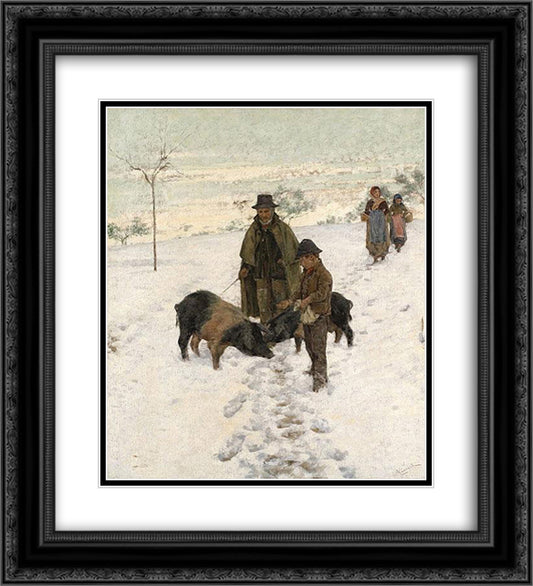 In inverno firmato 20x22 Black Ornate Wood Framed Art Print Poster with Double Matting by Cannicci, Niccolo