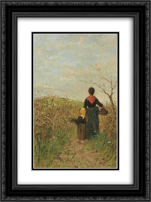 In vista di San Gimignano 18x24 Black Ornate Wood Framed Art Print Poster with Double Matting by Cannicci, Niccolo