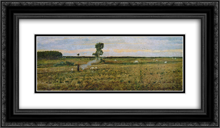 Paesaggio 24x14 Black Ornate Wood Framed Art Print Poster with Double Matting by Cannicci, Niccolo