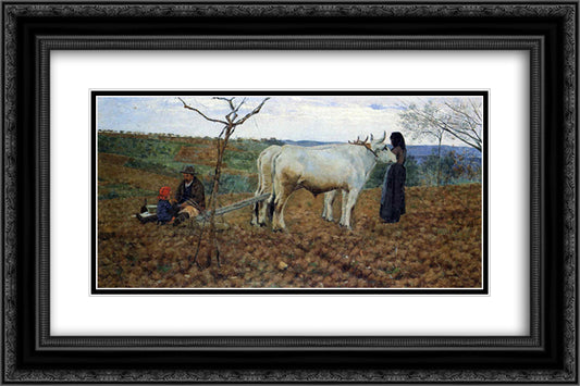 Riposo nei campi 24x16 Black Ornate Wood Framed Art Print Poster with Double Matting by Cannicci, Niccolo