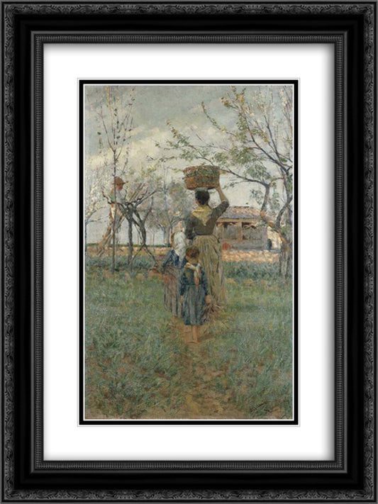 Ritorno dai campi (Primavera) 18x24 Black Ornate Wood Framed Art Print Poster with Double Matting by Cannicci, Niccolo