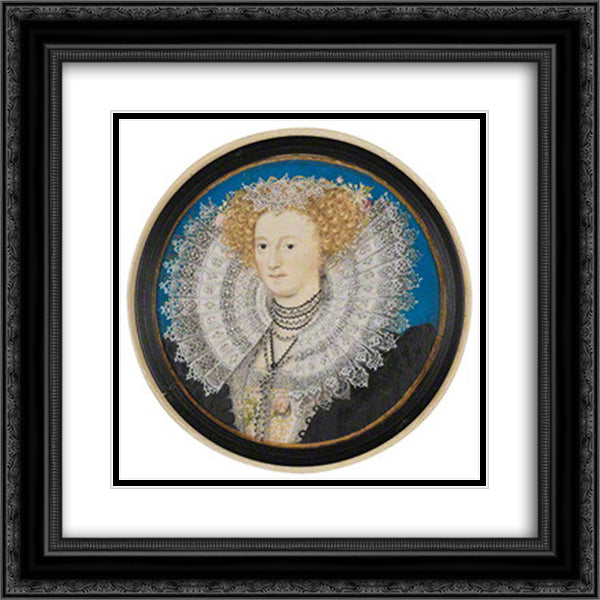 Mary Herbert, Countess of Pembroke 20x20 Black Ornate Wood Framed Art Print Poster with Double Matting by Hilliard, Nicholas