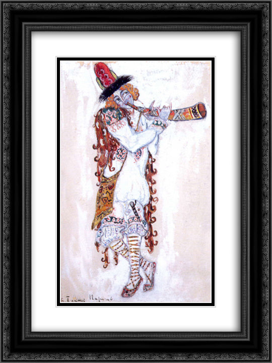 A guy who plays the horn 18x24 Black Ornate Wood Framed Art Print Poster with Double Matting by Roerich, Nicholas