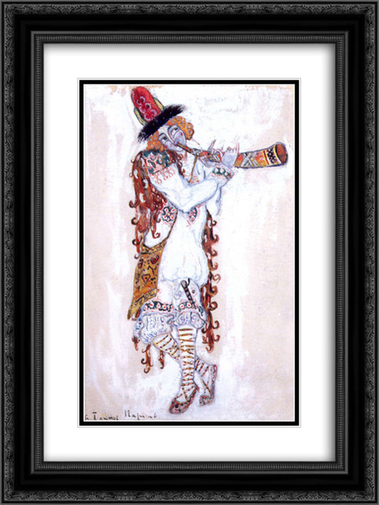 A guy who plays the horn 18x24 Black Ornate Wood Framed Art Print Poster with Double Matting by Roerich, Nicholas