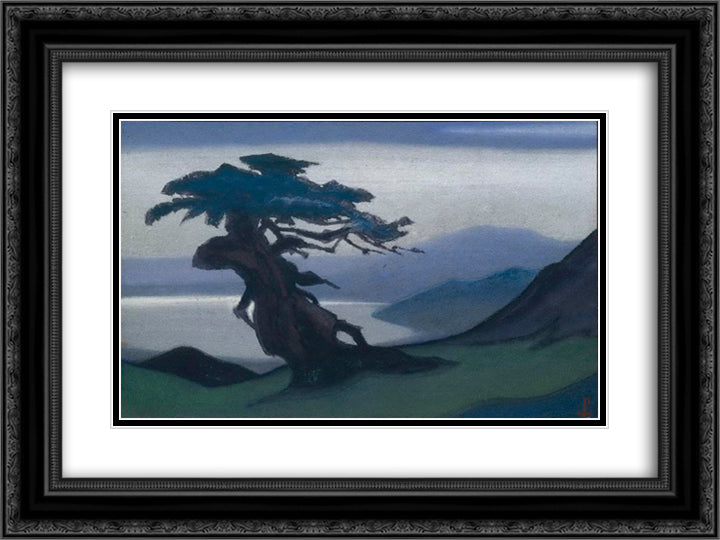 A tree 24x18 Black Ornate Wood Framed Art Print Poster with Double Matting by Roerich, Nicholas