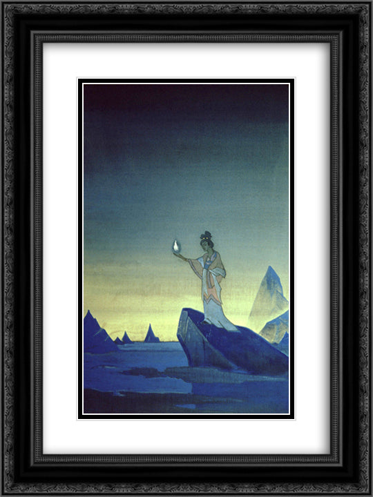 Agni Yoga 18x24 Black Ornate Wood Framed Art Print Poster with Double Matting by Roerich, Nicholas