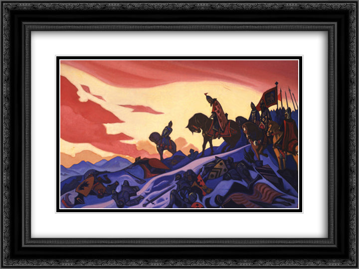 Alexander Nevsky 24x18 Black Ornate Wood Framed Art Print Poster with Double Matting by Roerich, Nicholas