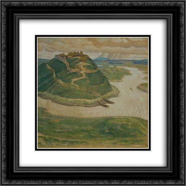 Ancient city 20x20 Black Ornate Wood Framed Art Print Poster with Double Matting by Roerich, Nicholas