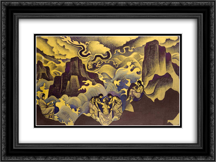 Ancient Serpent (Serpent of Wisdom) 24x18 Black Ornate Wood Framed Art Print Poster with Double Matting by Roerich, Nicholas