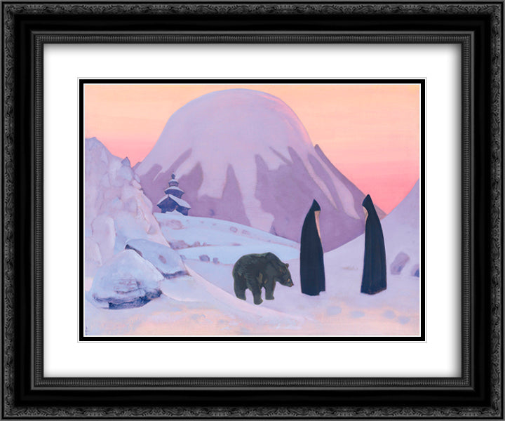 And we are not afraid 24x20 Black Ornate Wood Framed Art Print Poster with Double Matting by Roerich, Nicholas