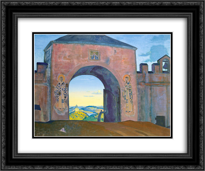 And we are opening the gates 24x20 Black Ornate Wood Framed Art Print Poster with Double Matting by Roerich, Nicholas