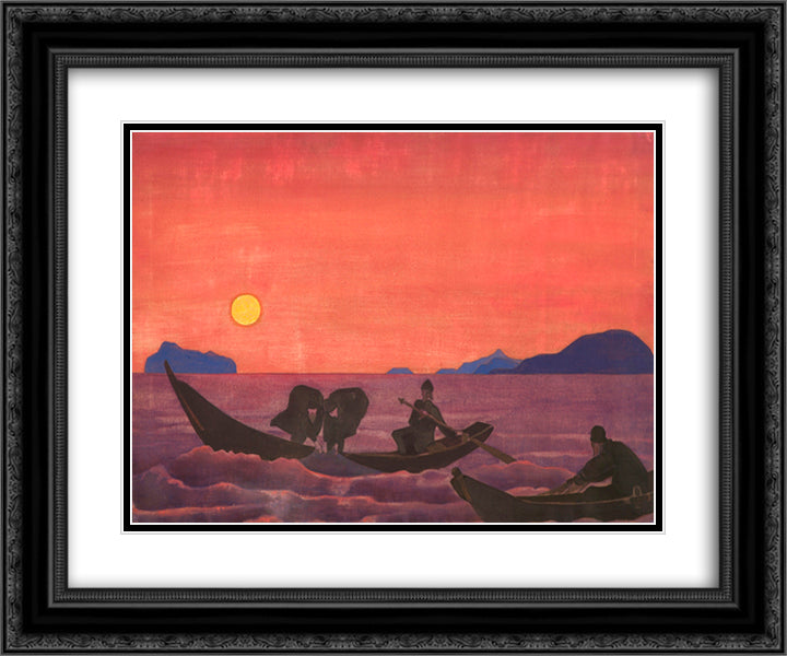 And we continue fishing 24x20 Black Ornate Wood Framed Art Print Poster with Double Matting by Roerich, Nicholas