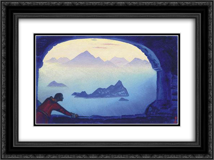 Anxiety 24x18 Black Ornate Wood Framed Art Print Poster with Double Matting by Roerich, Nicholas