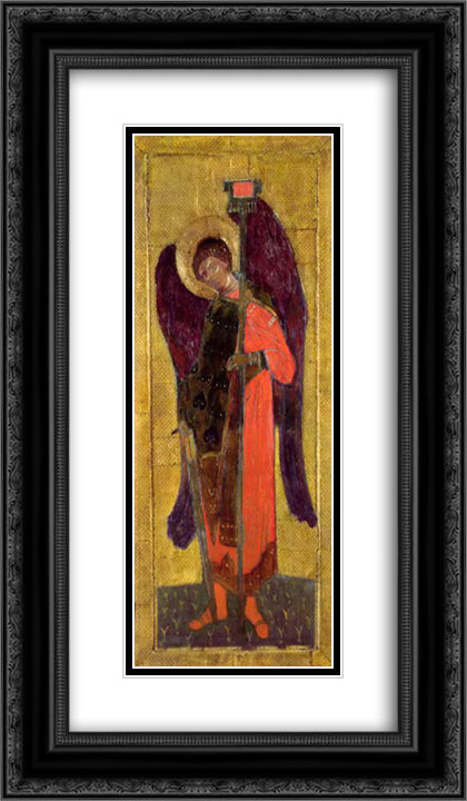 Archangel Michael 14x24 Black Ornate Wood Framed Art Print Poster with Double Matting by Roerich, Nicholas