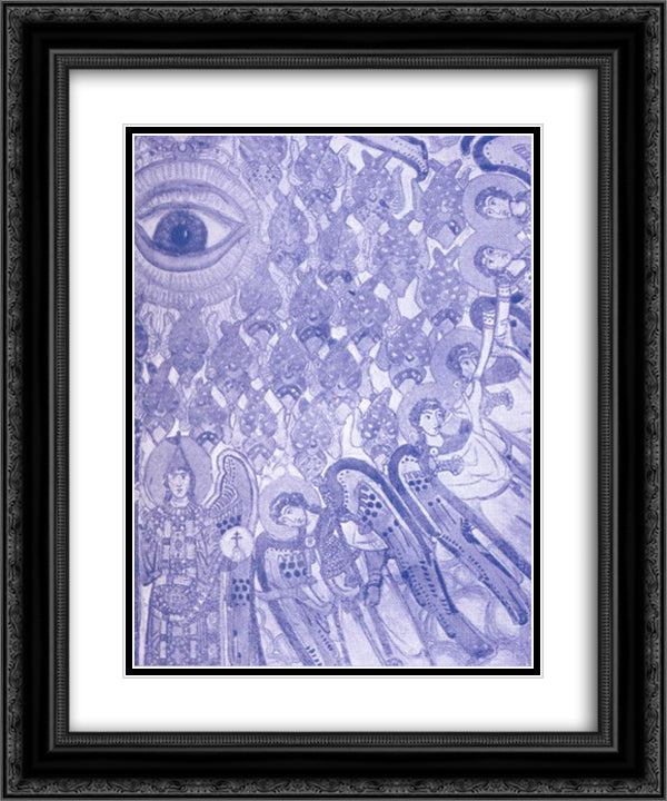 Archangel with Birds 20x24 Black Ornate Wood Framed Art Print Poster with Double Matting by Roerich, Nicholas