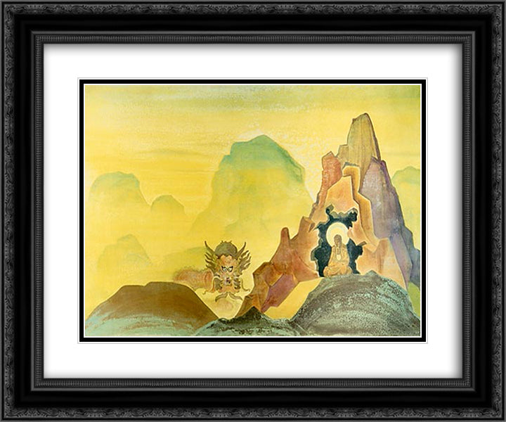 Arhat 24x20 Black Ornate Wood Framed Art Print Poster with Double Matting by Roerich, Nicholas