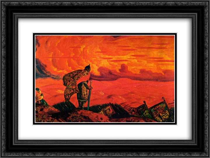 Arrows of sky - spears of land 24x18 Black Ornate Wood Framed Art Print Poster with Double Matting by Roerich, Nicholas