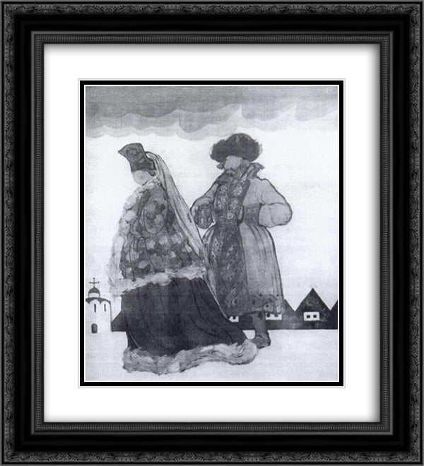 Boyarin and boyarynia 20x22 Black Ornate Wood Framed Art Print Poster with Double Matting by Roerich, Nicholas