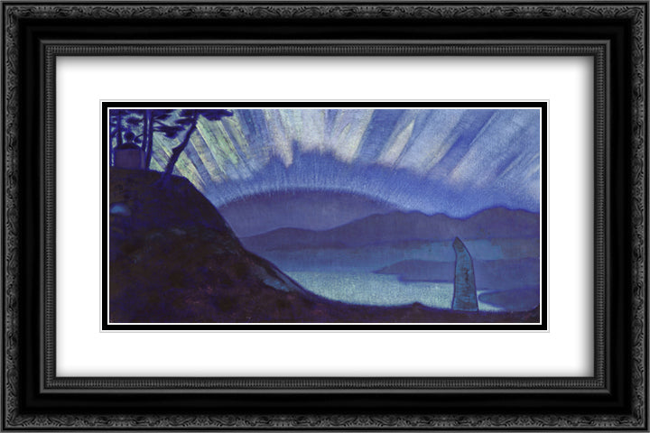 Bridge of Glory 24x16 Black Ornate Wood Framed Art Print Poster with Double Matting by Roerich, Nicholas