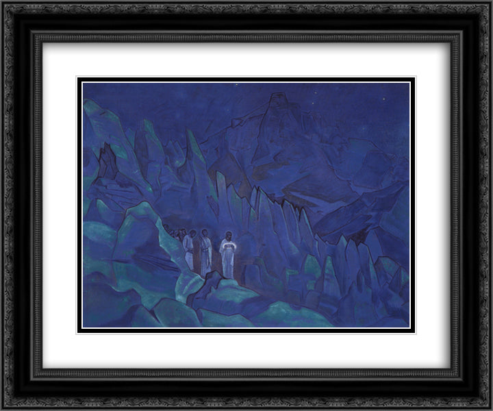 Burning the Darkness 24x20 Black Ornate Wood Framed Art Print Poster with Double Matting by Roerich, Nicholas