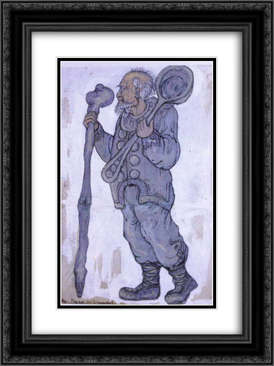 Buttoner 18x24 Black Ornate Wood Framed Art Print Poster with Double Matting by Roerich, Nicholas