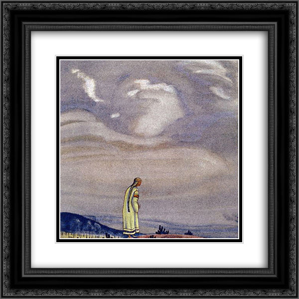 By the edge 20x20 Black Ornate Wood Framed Art Print Poster with Double Matting by Roerich, Nicholas