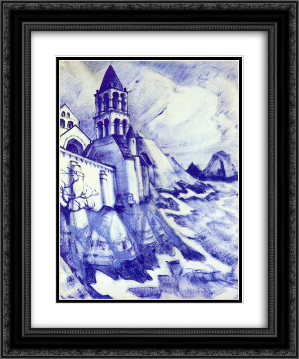 By the sea 20x24 Black Ornate Wood Framed Art Print Poster with Double Matting by Roerich, Nicholas