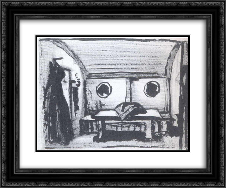 Cabin 24x20 Black Ornate Wood Framed Art Print Poster with Double Matting by Roerich, Nicholas