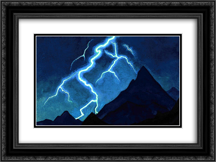 Call of the Sky 24x18 Black Ornate Wood Framed Art Print Poster with Double Matting by Roerich, Nicholas