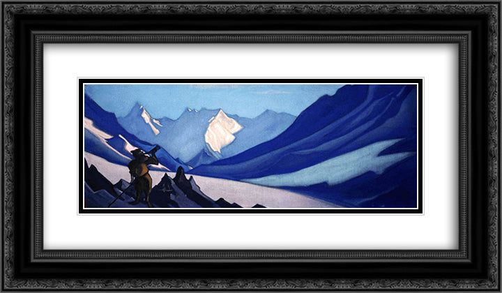 Calling 24x14 Black Ornate Wood Framed Art Print Poster with Double Matting by Roerich, Nicholas