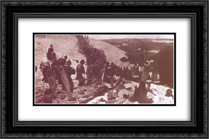 Campaign 24x16 Black Ornate Wood Framed Art Print Poster with Double Matting by Roerich, Nicholas