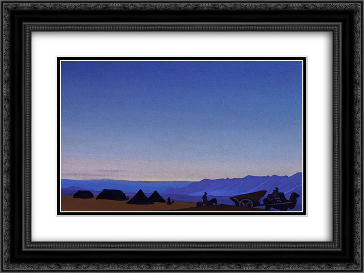 Caravan 24x18 Black Ornate Wood Framed Art Print Poster with Double Matting by Roerich, Nicholas