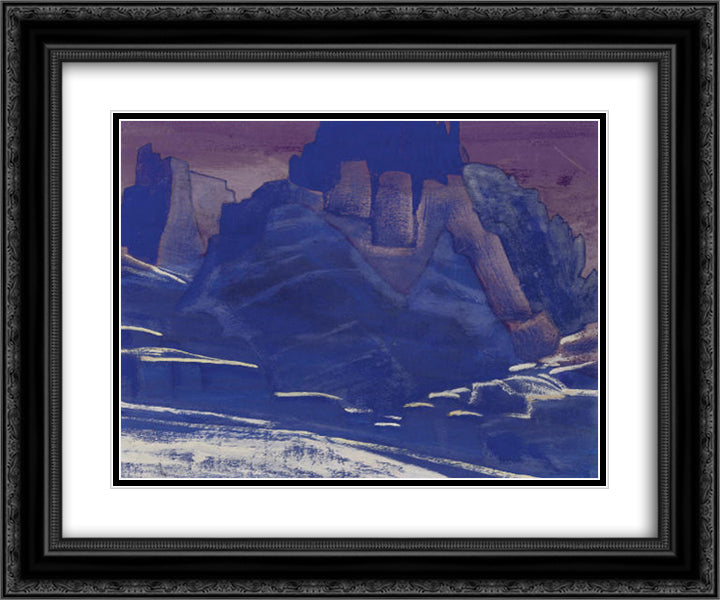 Castle of King Gesar 24x20 Black Ornate Wood Framed Art Print Poster with Double Matting by Roerich, Nicholas