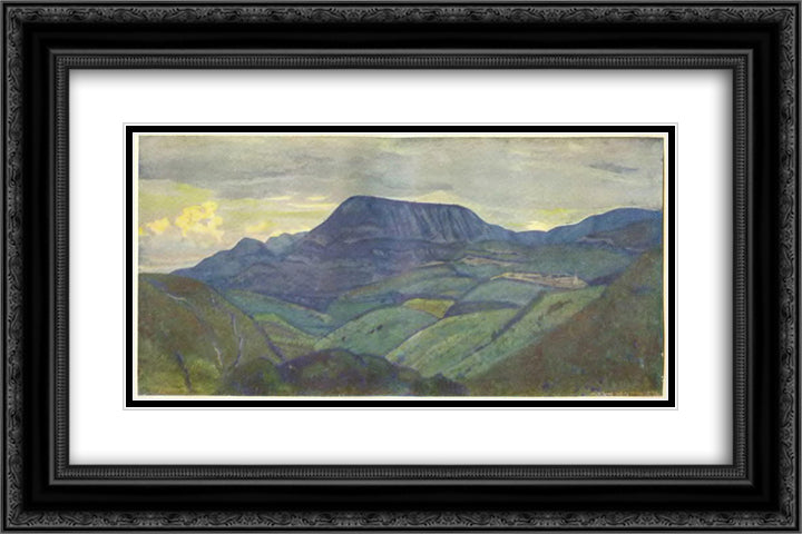 Caucasus. Arc mountain. 24x16 Black Ornate Wood Framed Art Print Poster with Double Matting by Roerich, Nicholas