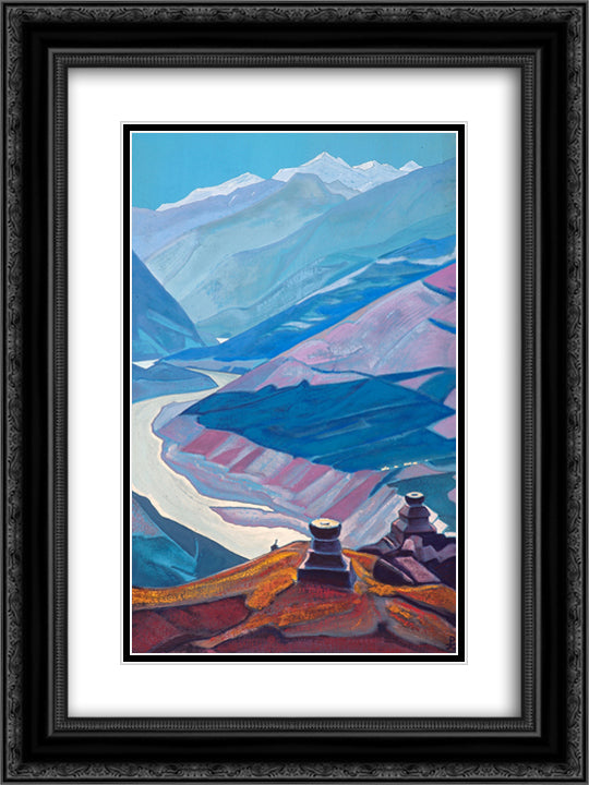 Chandra-Bhaga (Path to Triloknath) 18x24 Black Ornate Wood Framed Art Print Poster with Double Matting by Roerich, Nicholas