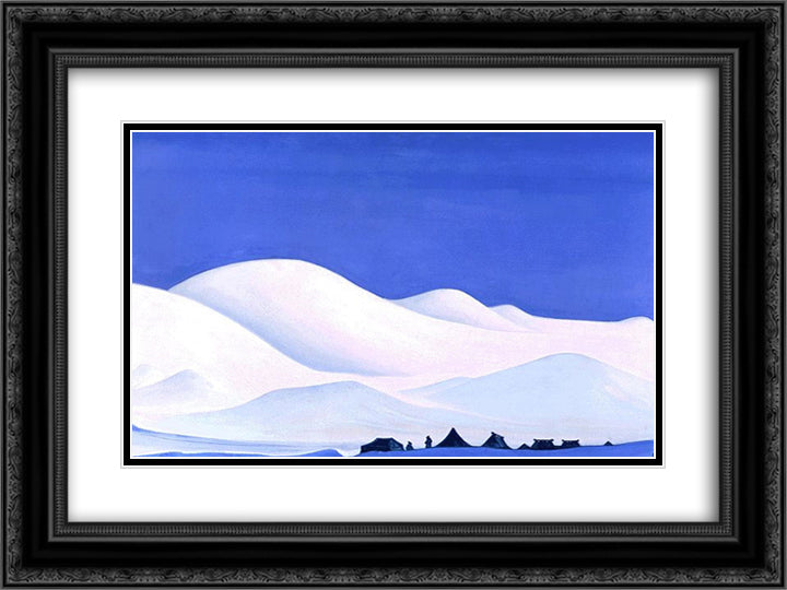 Chan-Thang. Northern Tibet. 24x18 Black Ornate Wood Framed Art Print Poster with Double Matting by Roerich, Nicholas