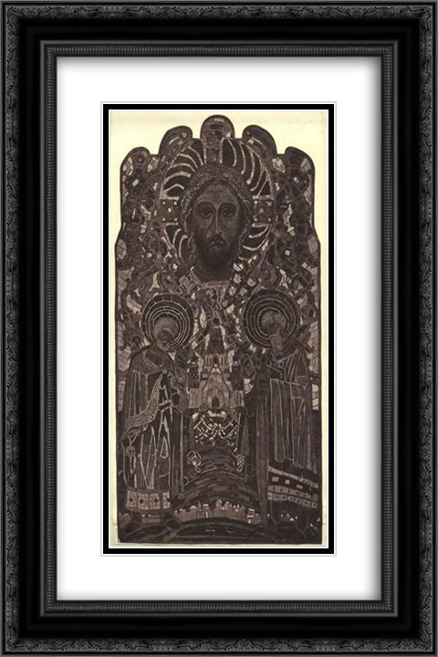 Christ the saviour. Saint Peter and Saint Paul. 16x24 Black Ornate Wood Framed Art Print Poster with Double Matting by Roerich, Nicholas
