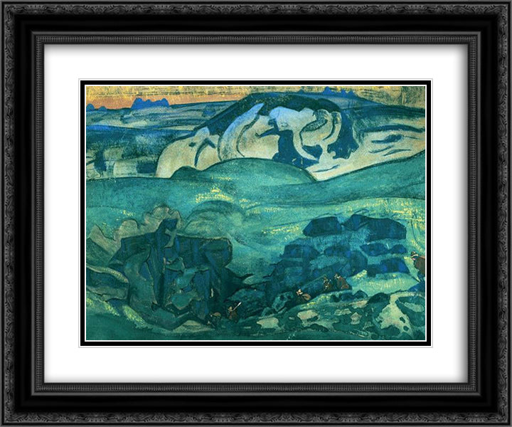 Chud has gone under the ground 24x20 Black Ornate Wood Framed Art Print Poster with Double Matting by Roerich, Nicholas