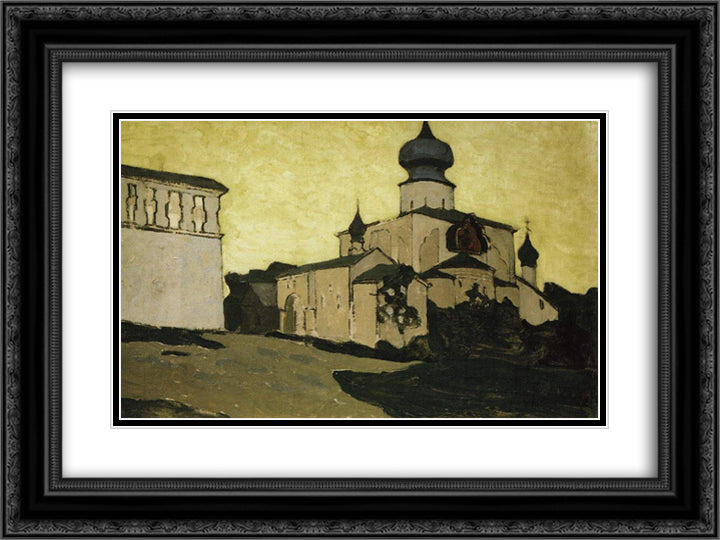 Church of Assumption in Pskov 24x18 Black Ornate Wood Framed Art Print Poster with Double Matting by Roerich, Nicholas