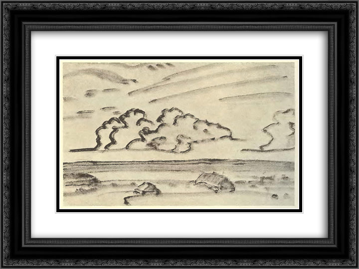 Cloud 24x18 Black Ornate Wood Framed Art Print Poster with Double Matting by Roerich, Nicholas