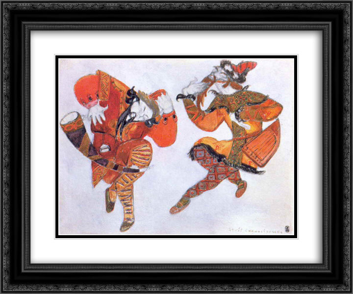 Clowns Skula and Yeroshka 24x20 Black Ornate Wood Framed Art Print Poster with Double Matting by Roerich, Nicholas